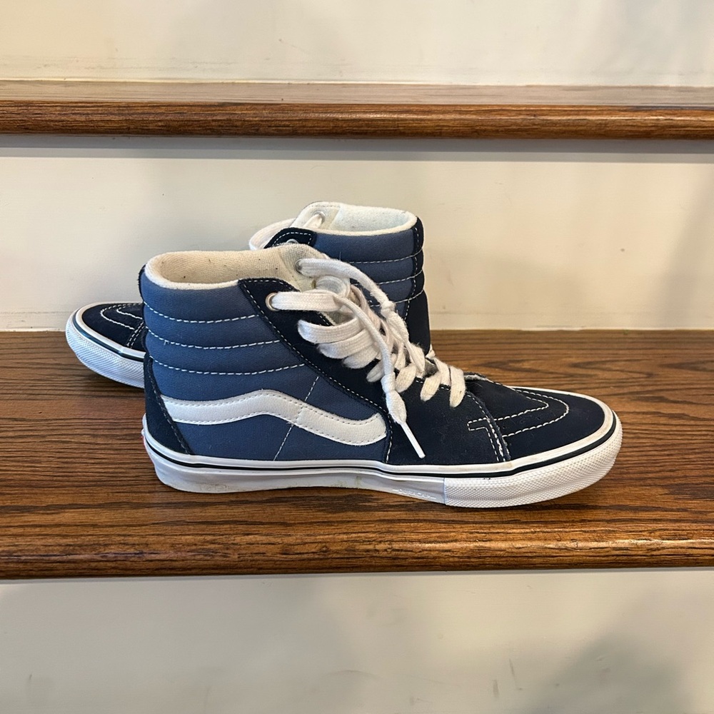 Vans Blue and White High-Top Sneakers - Picture 7 of 12